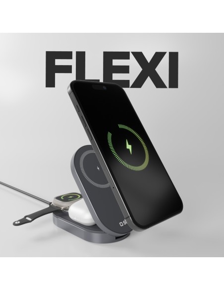 
3 viename belaidis sulankstomas įkrovimo stotelė „iPhone“, „Apple Watch“, „AirPods“ QI2 MFI – juoda
