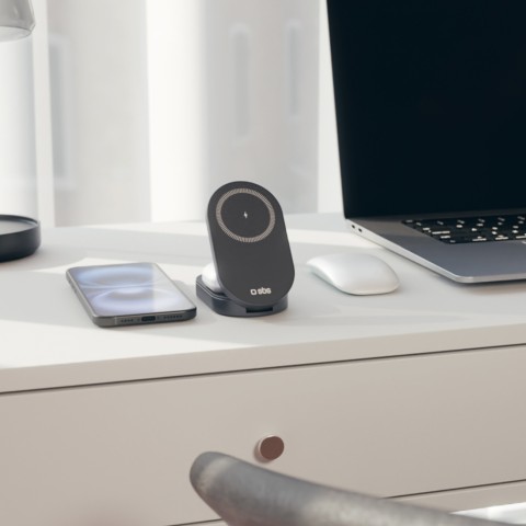
3 viename belaidis sulankstomas įkrovimo stotelė „iPhone“, „Apple Watch“, „AirPods“ QI2 MFI – juoda
