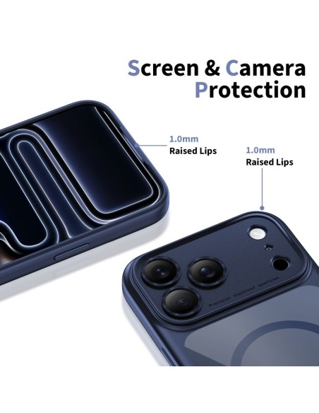 
„iPhone 17 Pro“ „Magpeak Magsafe CC“ dėklas – permatomas tamsiai mėlynas

