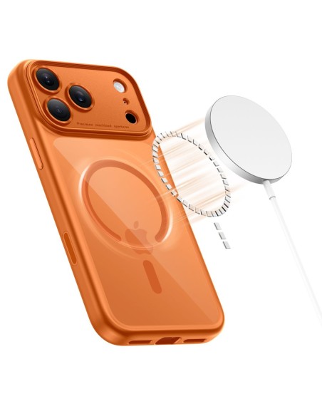 
„Magpeak Magsafe CC“ dėklas, skirtas „iPhone 17 Pro Max“ – permatomai oranžinis
