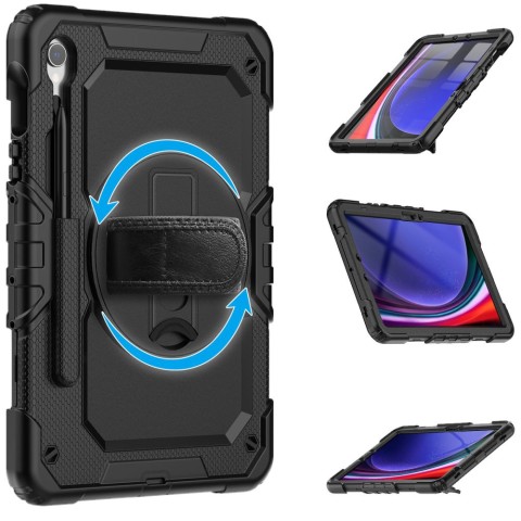 
Dėklas su stovu ir dirželiu, skirtas „Samsung Galaxy Tab S9 FE 10.9& 39 & 39 X510 / X516B Solid360“ – juodas
