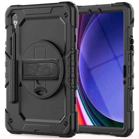 
Dėklas su stovu ir dirželiu, skirtas „Samsung Galaxy Tab S9 FE 10.9& 39 & 39 X510 / X516B Solid360“ – juodas
