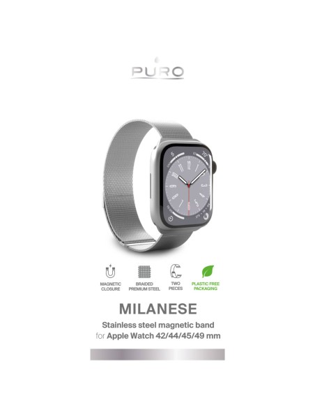 
„Apple Watch“ nerūdijančio plieno Milano apyrankė (42, 44, 45, 49 mm) – sidabrinė

