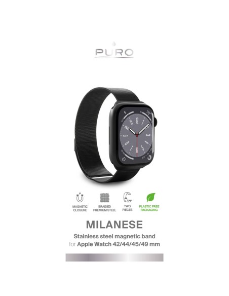 
„Apple Watch“ dirželis, 42, 44, 45, 49 mm, Milano stiliaus – juodas
