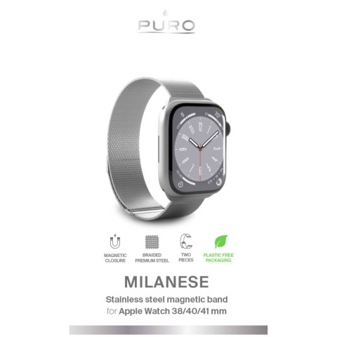 
„Apple Watch“ nerūdijančio plieno Milano apyrankė (38–40–41 mm) – sidabrinė
