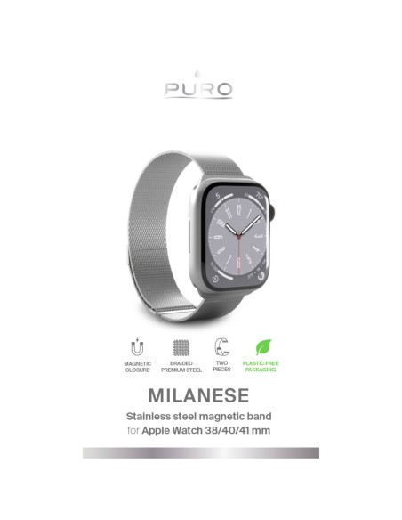 
„Apple Watch“ nerūdijančio plieno Milano apyrankė (38–40–41 mm) – sidabrinė
