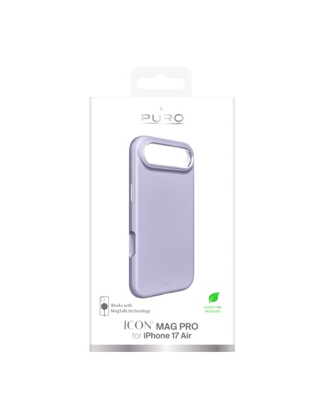 
Silikoninis dėklas, skirtas „iPhone 17 Air“, su kameros apsauga ir aliumininiais „MagSafe“ mygtukais – levandų spalvos
