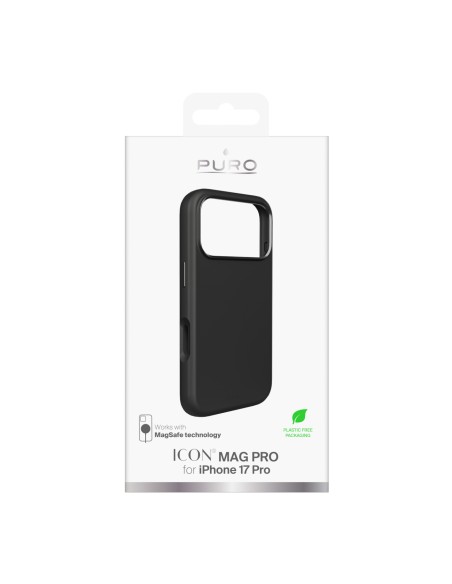 
Silikoninis dėklas, skirtas „iPhone 17 Pro“, su kameros apsauga ir aliumininiais „MagSafe“ mygtukais – juodas
