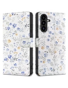 
Dirbtinės odos dėklas, skirtas „Samsung Galaxy A26 5G / A17 4G / 5G“ piniginei – ramunės su lapais
