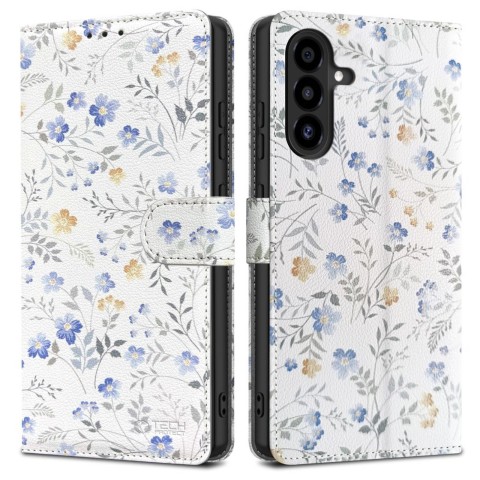 
Dirbtinės odos dėklas, skirtas „Samsung Galaxy A26 5G / A17 4G / 5G“ piniginei – ramunės su lapais

