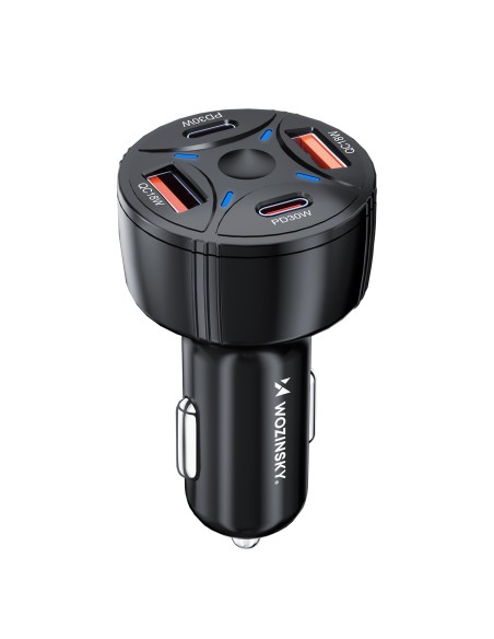 
Automobilinis įkroviklis 2xUSB-C 2xUSB-A 60W - juodas
