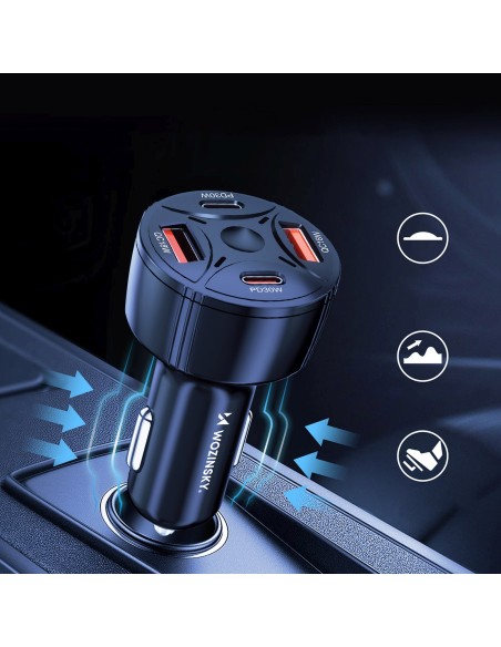 
Automobilinis įkroviklis 2xUSB-C 2xUSB-A 60W - juodas
