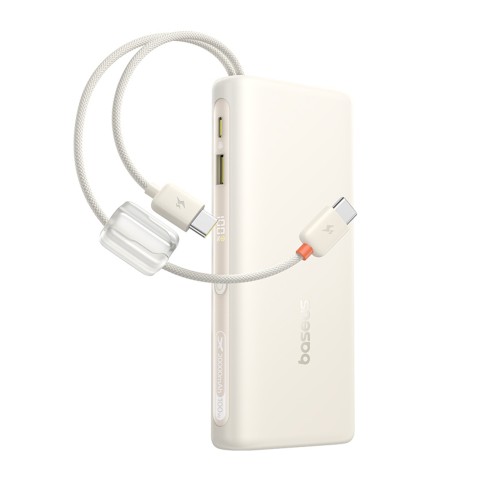 
20000mAh 100W nešiojama baterija su ekranu ir dviem USB-C laidais - smėlio spalvos
