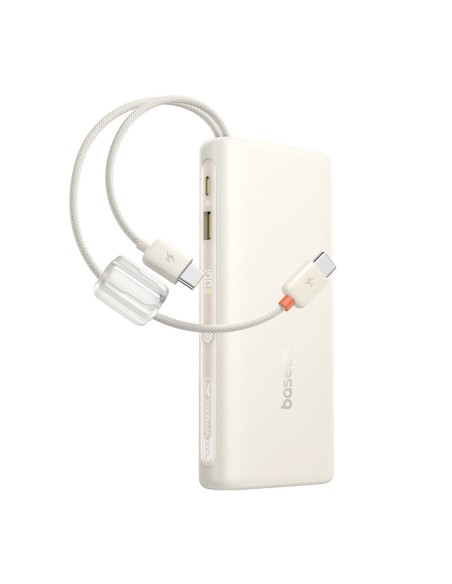 
20000mAh 100W nešiojama baterija su ekranu ir dviem USB-C laidais - smėlio spalvos
