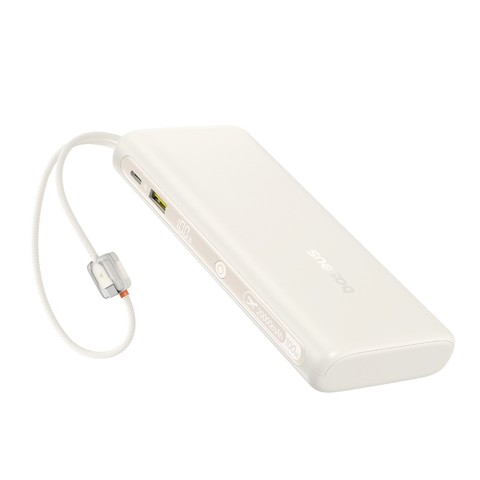 
20000mAh 100W nešiojama baterija su ekranu ir dviem USB-C laidais - smėlio spalvos
