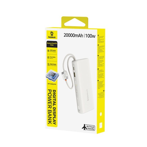 
20000mAh 100W nešiojama baterija su ekranu ir dviem USB-C laidais - smėlio spalvos
