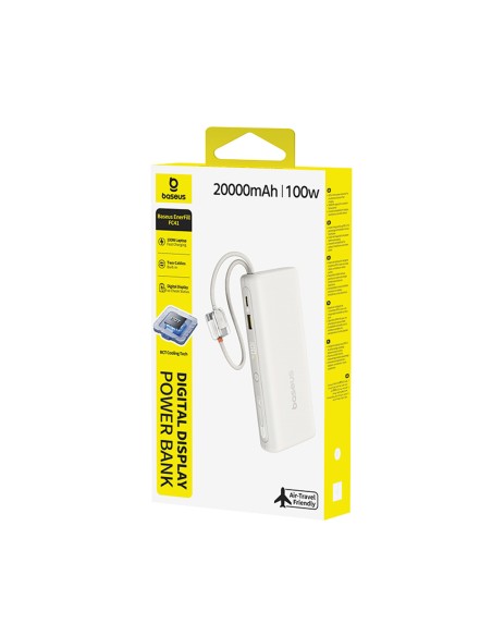 
20000mAh 100W nešiojama baterija su ekranu ir dviem USB-C laidais - smėlio spalvos
