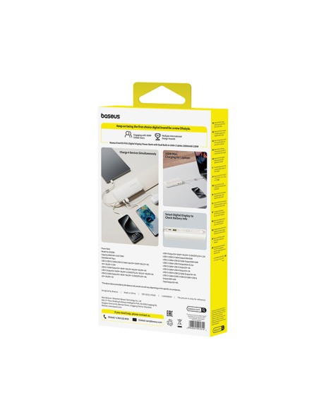 
20000mAh 100W nešiojama baterija su ekranu ir dviem USB-C laidais - smėlio spalvos
