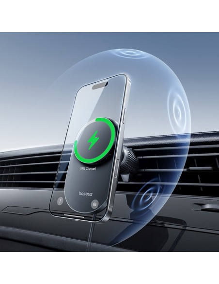 
Magnetinis automobilio laikiklis su Qi2.2 grotelių įkrovikliu ir ventiliatoriumi - juodas
