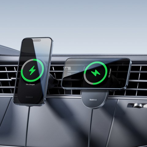 
Magnetinis automobilio laikiklis su Qi2.2 grotelių įkrovikliu ir ventiliatoriumi - juodas
