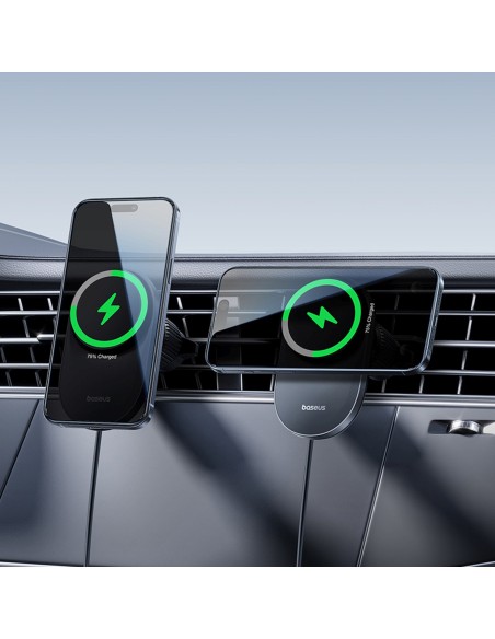 
Magnetinis automobilio laikiklis su Qi2.2 grotelių įkrovikliu ir ventiliatoriumi - juodas
