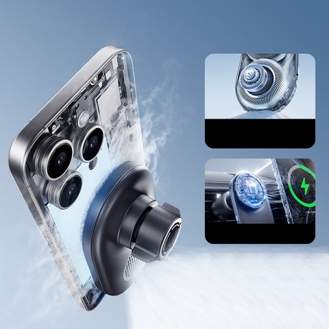 
Magnetinis automobilio laikiklis su Qi2.2 grotelių įkrovikliu ir ventiliatoriumi - juodas
