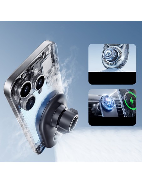 
Magnetinis automobilio laikiklis su Qi2.2 grotelių įkrovikliu ir ventiliatoriumi - juodas
