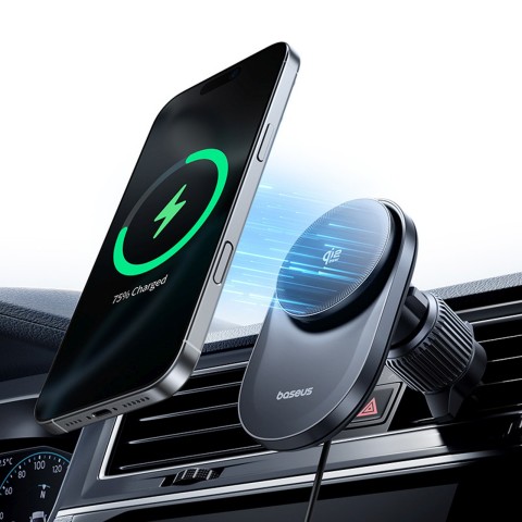 
Magnetinis automobilio laikiklis su Qi2.2 grotelių įkrovikliu ir ventiliatoriumi - juodas
