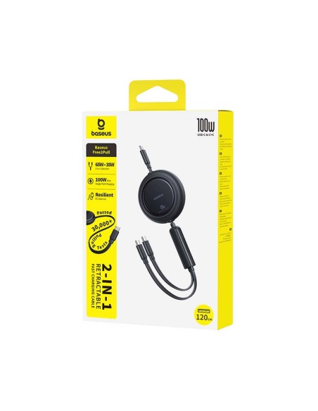 
2 viename USB-C 100 W ištraukiamas laidas 1,2 m – juodas
