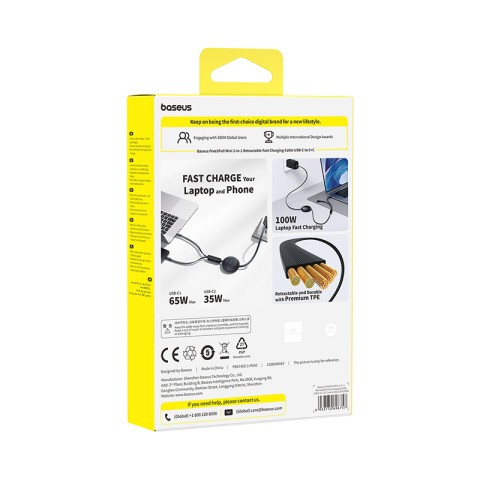 
2 viename USB-C 100 W ištraukiamas laidas 1,2 m – juodas

