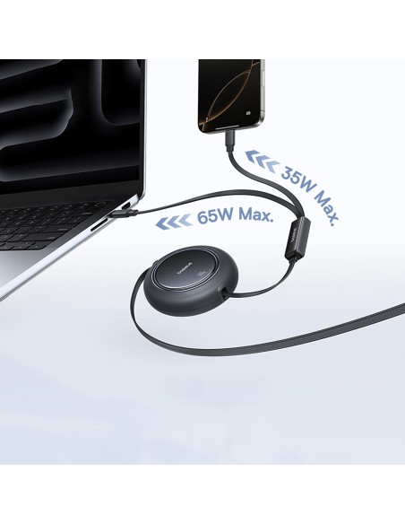 
2 viename USB-C 100 W ištraukiamas laidas 1,2 m – juodas
