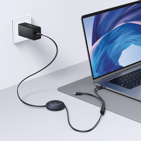 
2 viename USB-C 100 W ištraukiamas laidas 1,2 m – juodas
