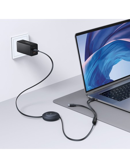 
2 viename USB-C 100 W ištraukiamas laidas 1,2 m – juodas
