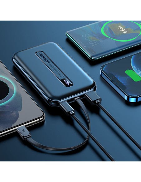 Powerbank 10000mAh 20W Quick Charge USB USB-C integruotas USB-C laidas juodas