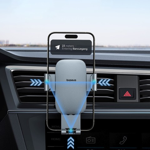 
„Gravity“ automobilio telefono laikiklis oro išleidimo angai – pilkas

