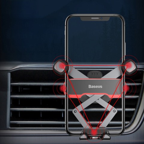 
„Gravity“ automobilio telefono laikiklis oro išleidimo angai – juodas
