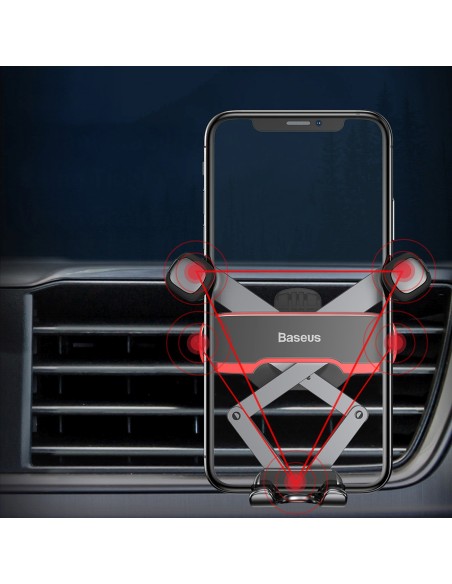 
„Gravity“ automobilio telefono laikiklis oro išleidimo angai – juodas
