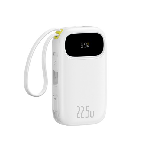 
10000mAh išorinė baterija su ekranu ir integruotais laidais „EnerFill FC31“ 22,5 W - balta
