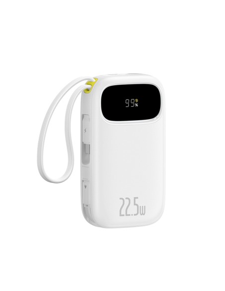 
10000mAh išorinė baterija su ekranu ir integruotais laidais „EnerFill FC31“ 22,5 W - balta
