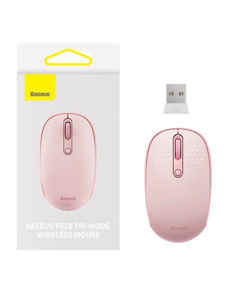 
Belaidė pelė su 3 ryšio režimais, 2,4 GHz „Bluetooth 3.0 5.0 F01B“ – rožinė

