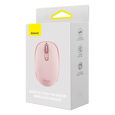 
Belaidė pelė su 3 ryšio režimais, 2,4 GHz „Bluetooth 3.0 5.0 F01B“ – rožinė
