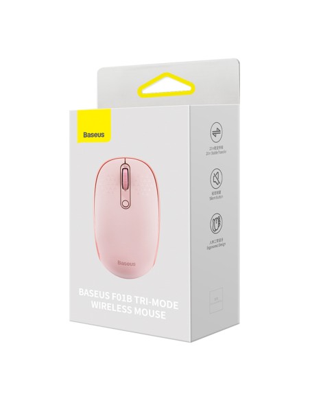
Belaidė pelė su 3 ryšio režimais, 2,4 GHz „Bluetooth 3.0 5.0 F01B“ – rožinė
