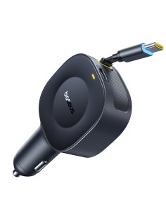 
USB-C automobilinis įkroviklis su ištraukiamu USB-C laidu, 30 W – juodas
