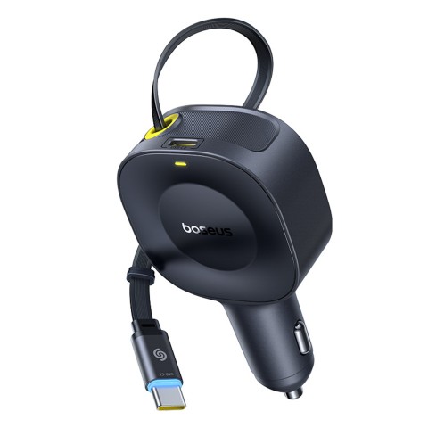 
USB-C automobilinis įkroviklis su ištraukiamu USB-C laidu, 30 W – juodas

