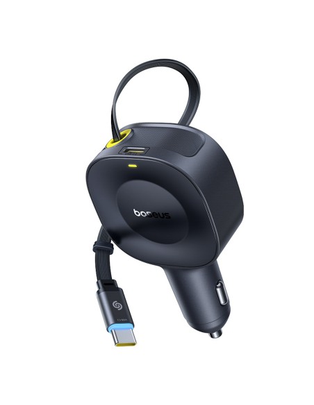 
USB-C automobilinis įkroviklis su ištraukiamu USB-C laidu, 30 W – juodas
