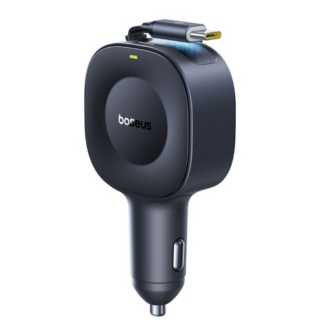 
USB-C automobilinis įkroviklis su ištraukiamu USB-C laidu, 30 W – juodas
