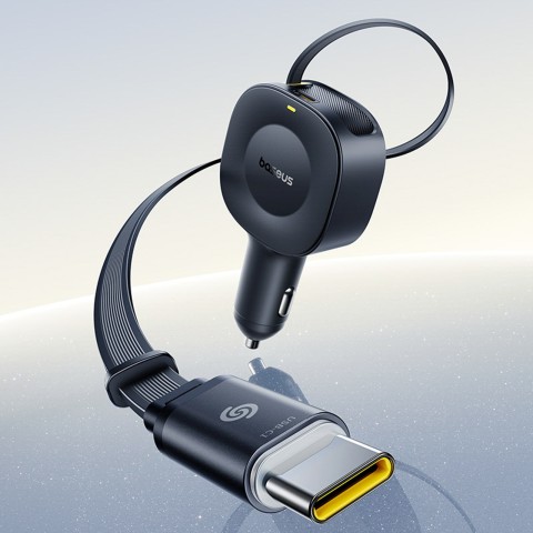 
USB-C automobilinis įkroviklis su ištraukiamu USB-C laidu, 30 W – juodas
