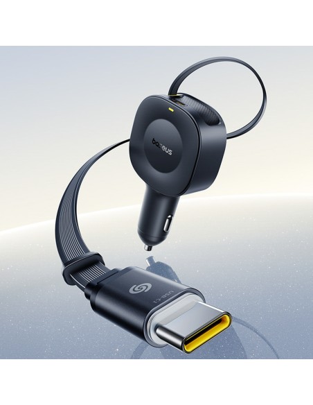 
USB-C automobilinis įkroviklis su ištraukiamu USB-C laidu, 30 W – juodas
