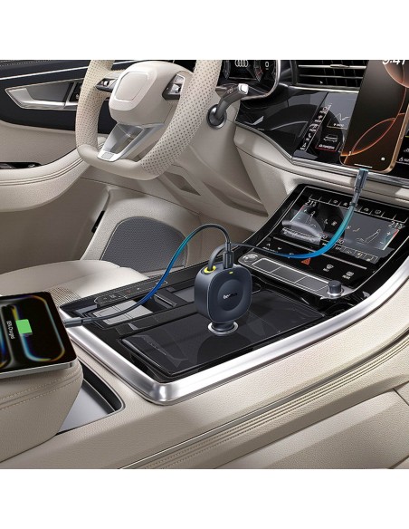 
USB-C automobilinis įkroviklis su ištraukiamu USB-C laidu, 30 W – juodas
