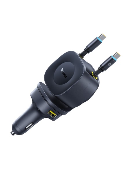 
USB-C USB-A automobilinis įkroviklis su ištraukiamais USB-C laidais, 60 W – juodas
